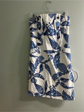 Lilly Pulitzer Vanna strapless dress "Fallin' in Love" blue seashell jacquard